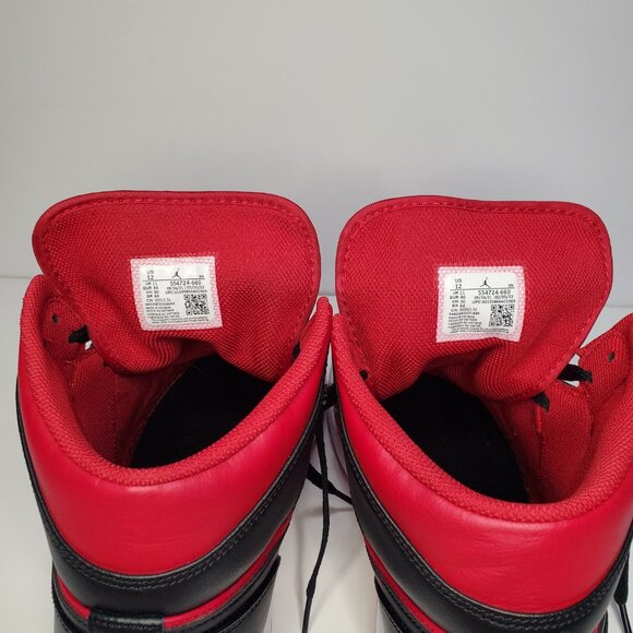 Pre-Loved Nike Air Jordan 1 Mid Reverse Bred Size 12 554724-660 - Picture 5 of 13